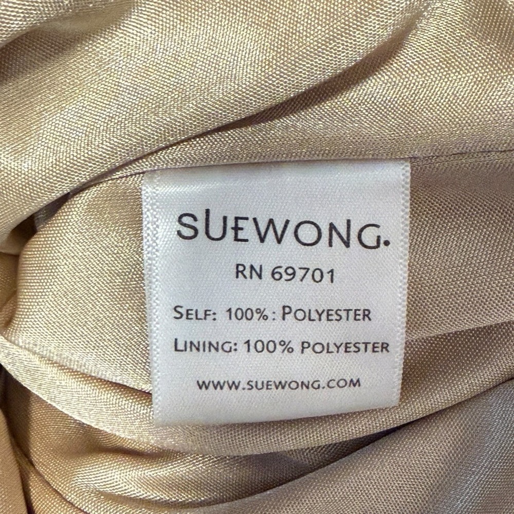 Sue Wong Embroidered Cocktail Dress Size 8 Gold Floral Lace Sheath Elegant - Picture 7 of 7